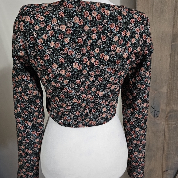 ZARA Floral Bustier Long Sleeve Crop Top. Size XS - Picture 9 of 14
